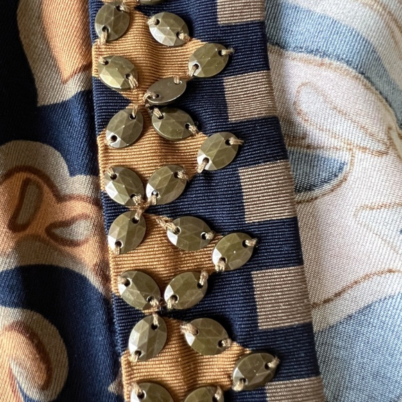 Soft Surroundings Embellished Blue and Brown V-Neck Tunic Size Large - Picture 7 of 14